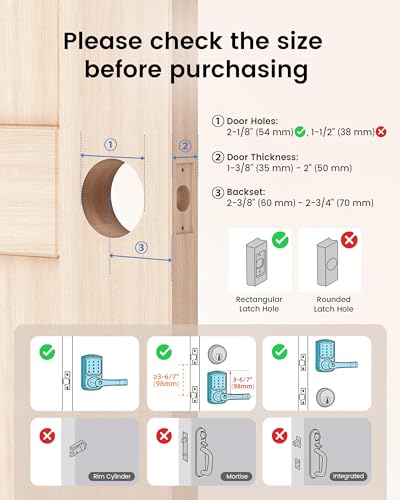 Hidalife Keyless Entry Door Lock, Smart Locks for Front Door, Keypad Door Knob with Handle, Touchscreen, One-Touch Toggle for Passage Mode, Matte Black - Image 4