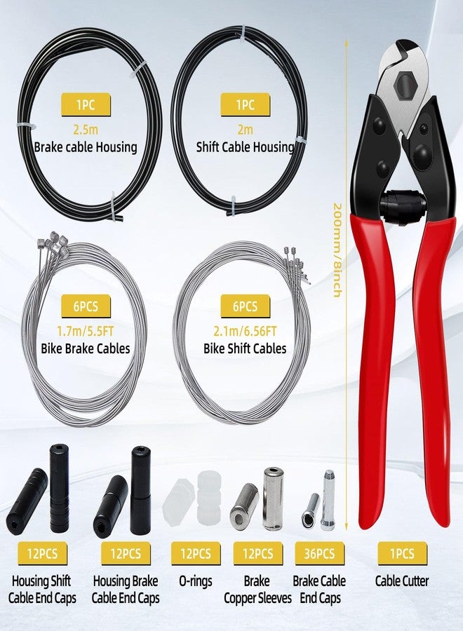 TFUTLT 103Pcs Bike Brake Cable Kit with Stainless Steel Bike Cable Cutter,Brake Cable and Bike Shifter Cable Housing Set with Bike Cable End Caps,Copper Sleeves and O-Rings Kit for Mountain Road Bike - Image 2