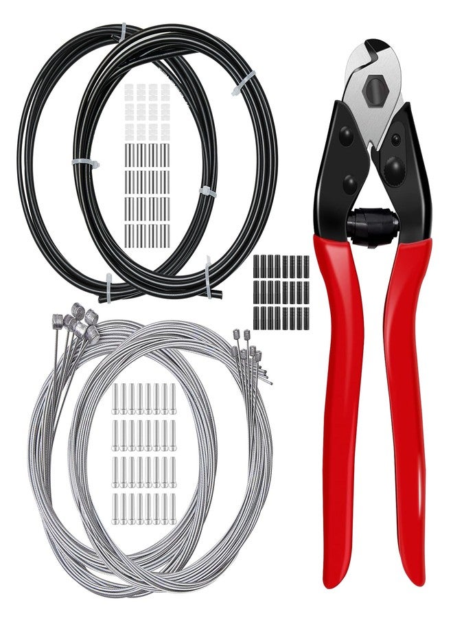 TFUTLT 103Pcs Bike Brake Cable Kit with Stainless Steel Bike Cable Cutter,Brake Cable and Bike Shifter Cable Housing Set with Bike Cable End Caps,Copper Sleeves and O-Rings Kit for Mountain Road Bike - Image 1