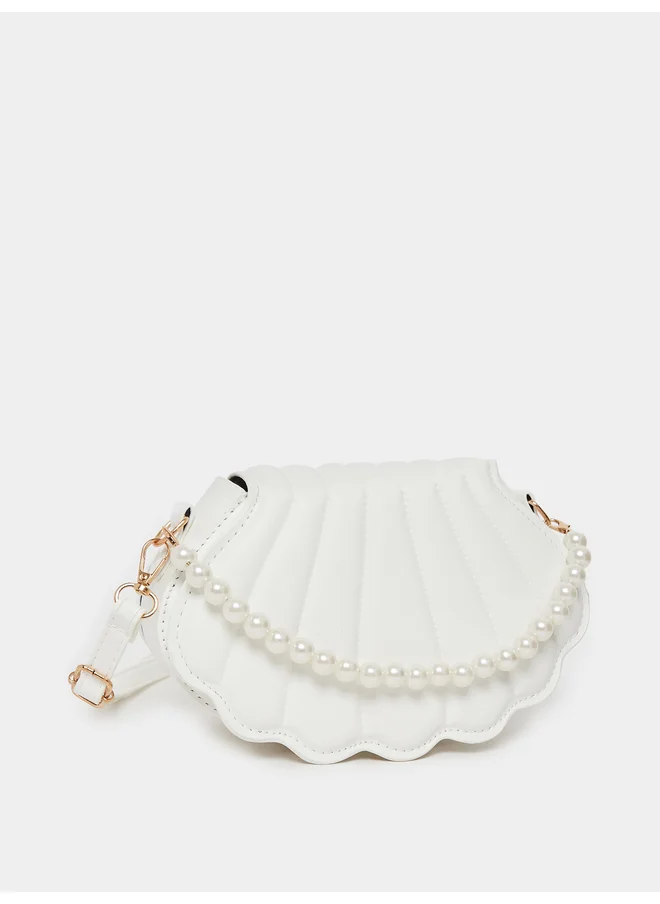 Styli Styli Quilted Seashell Shaped Crossbody Bag with Faux Pearl Handle