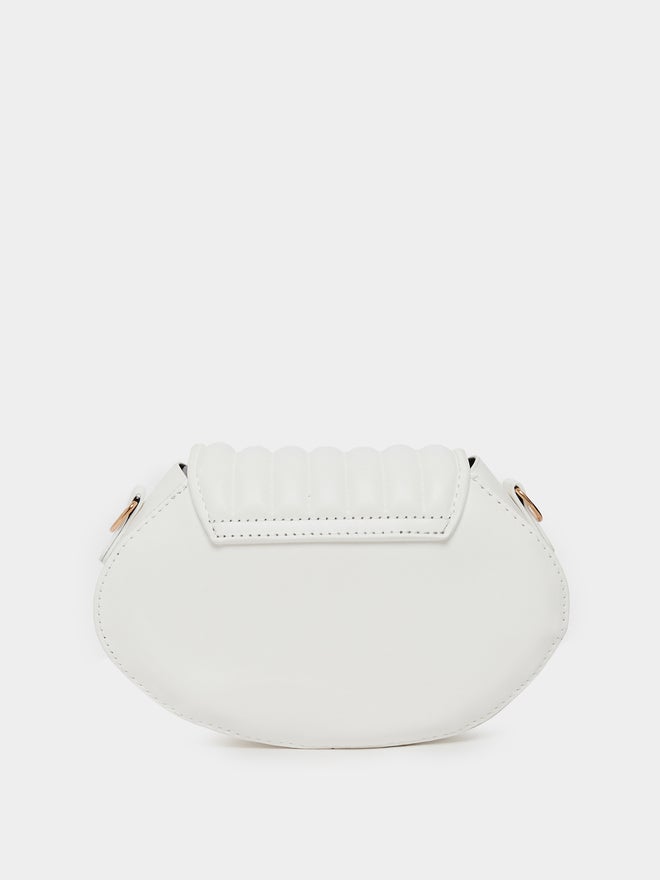 Styli Quilted Seashell Shaped Crossbody Bag with Faux Pearl Handle - Image 5