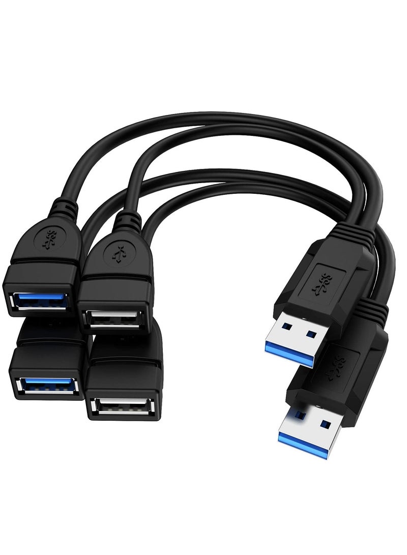 KASTWAVE USB 3.0 Splitter Cable Female to Dual Male, 1 to 2 Sync Data Charging Converter, Extension Cable Cord for PC Car Laptop U Disk Network Card Hard Disk 2pack - Image 1