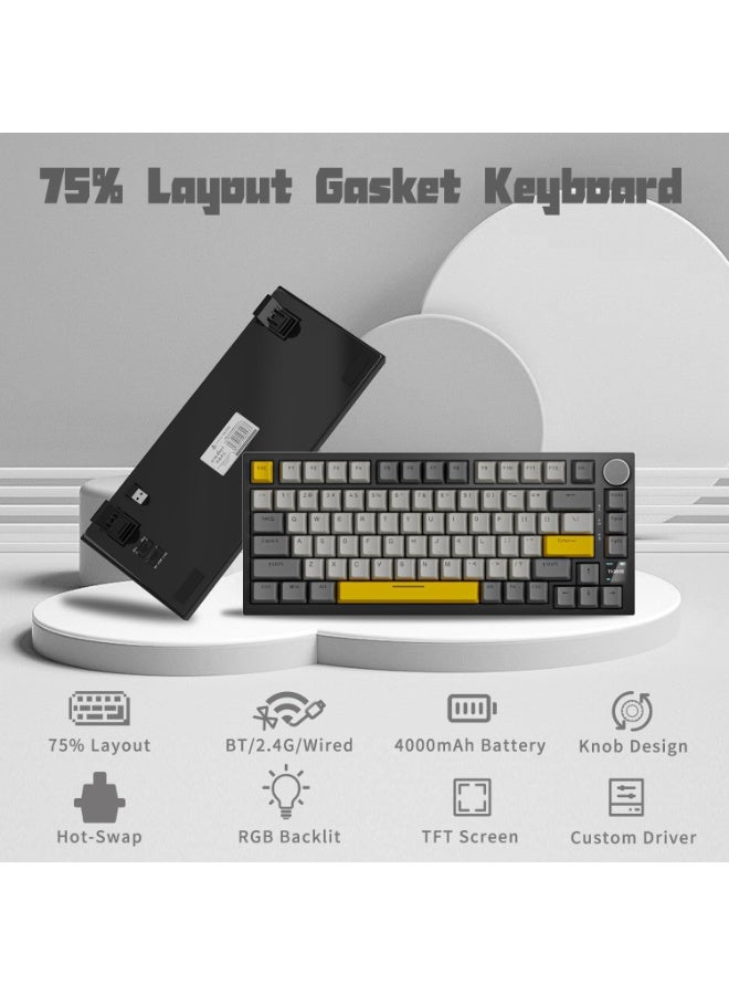 A-jazz AK820 Pro Mechanical Keyboard Wireless/Bluetooth/USB RGB Backlit Soundproofing Foam for PC Mac Win - Image 2
