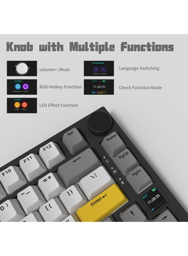 A-jazz AK820 Pro Mechanical Keyboard Wireless/Bluetooth/USB RGB Backlit Soundproofing Foam for PC Mac Win - Image 4