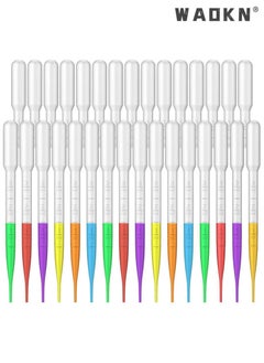 WAOKN 100PCS 3ML Pipettes, Disposable Pasteur Pipette, Eye Dropper, Plastic Liquid Droppers for Essential Oils, Graduated, Dispensing, Measuring, Watering, Interval 0.5ml,Laboratory Experiment Clear  - Image 1