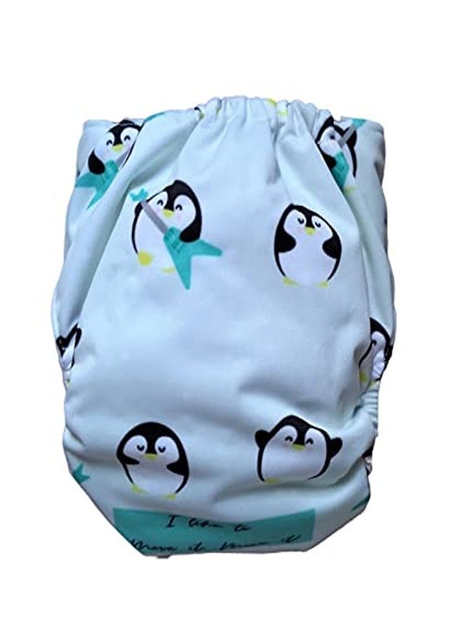 Kika Reusable Cloth Diapers For Babies Washable Cloth Diapers With Two Super Absorbing Inserts Waterproof Diaper Adjustable Size (Penguin) - Image 4