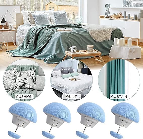 WhizFix WhizFix Quilt Holder Clips Bedroom Duvet Cover Fixing Clips with Buttons Pins for Blanket Bed Sheet Curtain Socks Mattress OneKey Unlock Comforter Pack of 6 Pink Sky  - Image 3