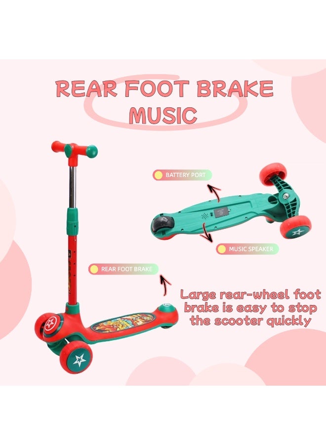 EASY FUTURE Scooters for Kids for 3 to 8 Years with Foldable & Height Adjustable Handle Kick Scooter with LED PU Wheels & Rear Brake & Music Kids Scooter Including Protective Gear Set - Image 3