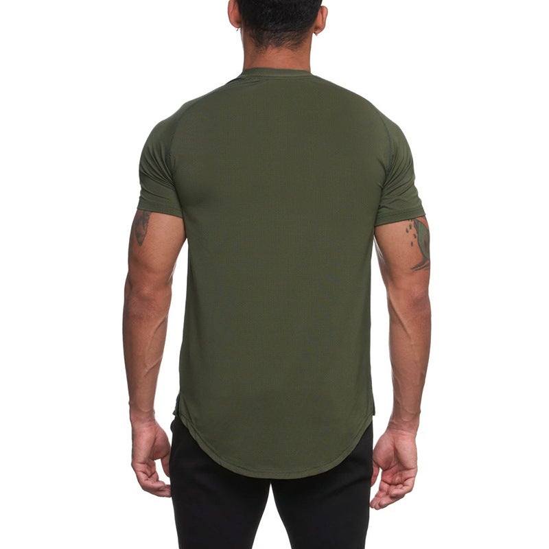 Milk silk fitness short sleeve personality small V-neck men's summer new quick-drying fashion hot top T-shirt - Image 4