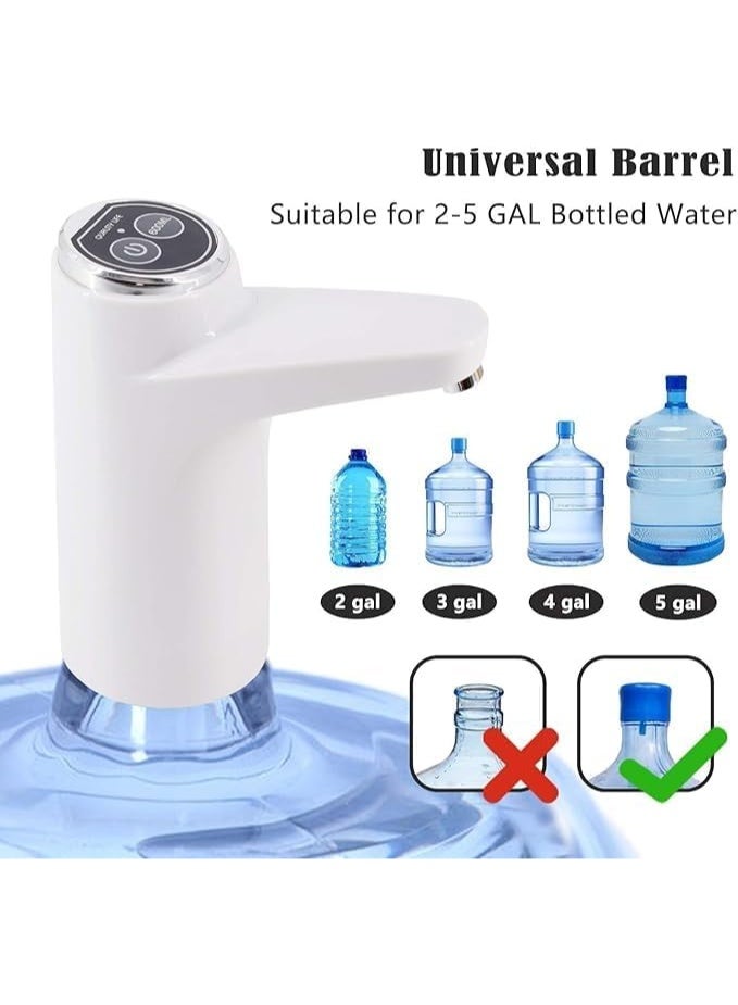 Electric Water Dispenser Pump for Gallon Bottles - USB Rechargeable Universal Water Bottle Pump - Portable One-Touch 5-Gallon Dispenser (White) - Image 3