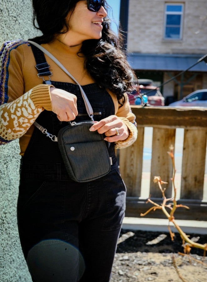 HAIKU Endeavor Pouch, Lightweight Small Crossbody bag, Zip-Around Cell Phone Purse Travel Pouch, Shoulder Bag with Card Slots and Removeable, Adjustable Strap, Black in Bloom - Image 5