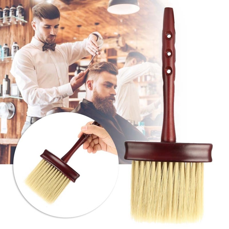 Barber Dust Brush: 8.5 Inch Handmade Anti-Slip Handle - Soft Long Elastic Bristles Neck Duster for Post Haircut Face Neck Cleaning, Salon Barbershop Grooming Use - Image 5