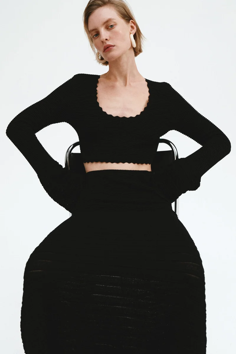 H&M Textured-knit skirt