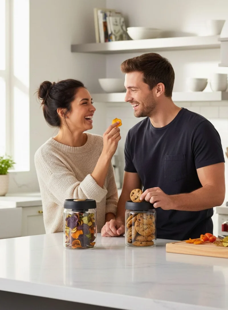 1 تشيس برطمانات زجاجية من البورسليكات محكمة الغلق ومفرغة من الهواء، سعة 600 مل، مناسبة للمطبخ والمخزن (مجموعة من قطعتين)