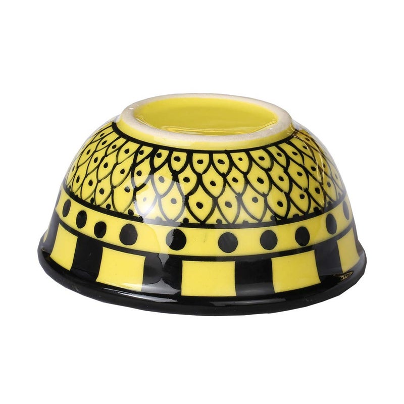 Caffeine Caffeine Ceramic Handmade Green and Yellow Dotted Katori Bowl Set of 6 - Image 3