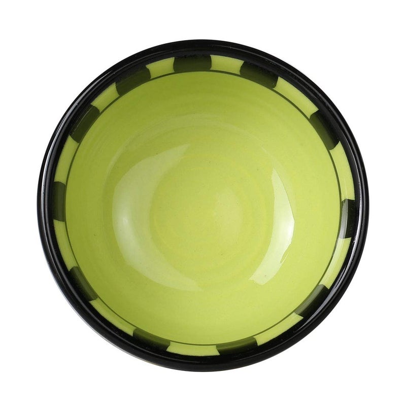 Caffeine Caffeine Ceramic Handmade Green and Yellow Dotted Katori Bowl Set of 6 - Image 4