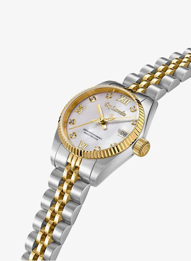 Guy Laroche White Mother-of-pearl Rose Stainless Steel Bracelet Analog Watch for Women, 26.5mm for Women | Best Price UAE