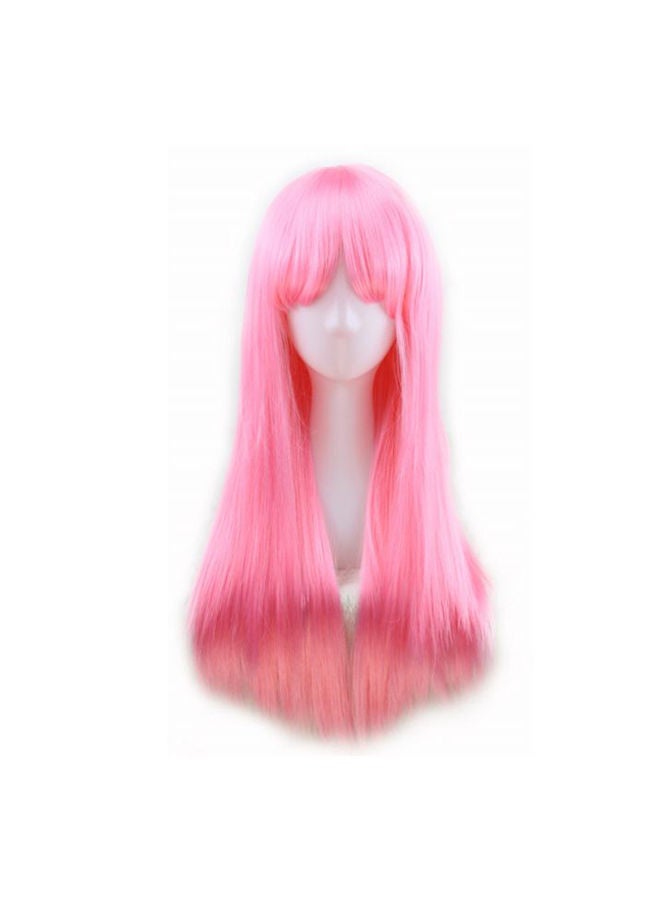 إسكدنيا شعر مستعار بغرة قصيرة وطويل ومسترسل وبتصميم مستوحى من الأنمي ومناسب للحفلات التنكرية وردي - Image 1