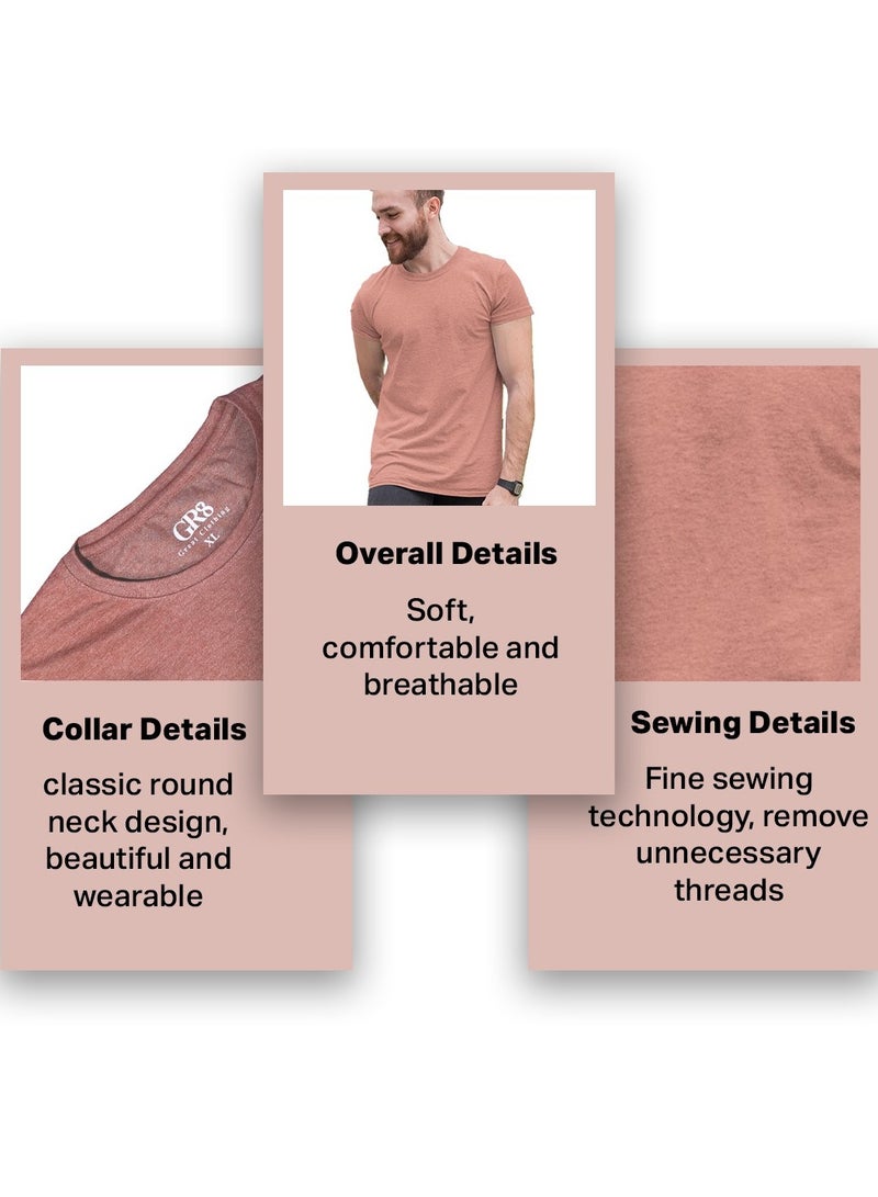 GR8 Great Clothing Half Sleeve Salmon Pink Melange T-shirt, Simple and comfortable Half sleeve shirt men, Plain Half Sleeve Round Neck, Dri Fit, Gym And Sportswear - L - Image 4