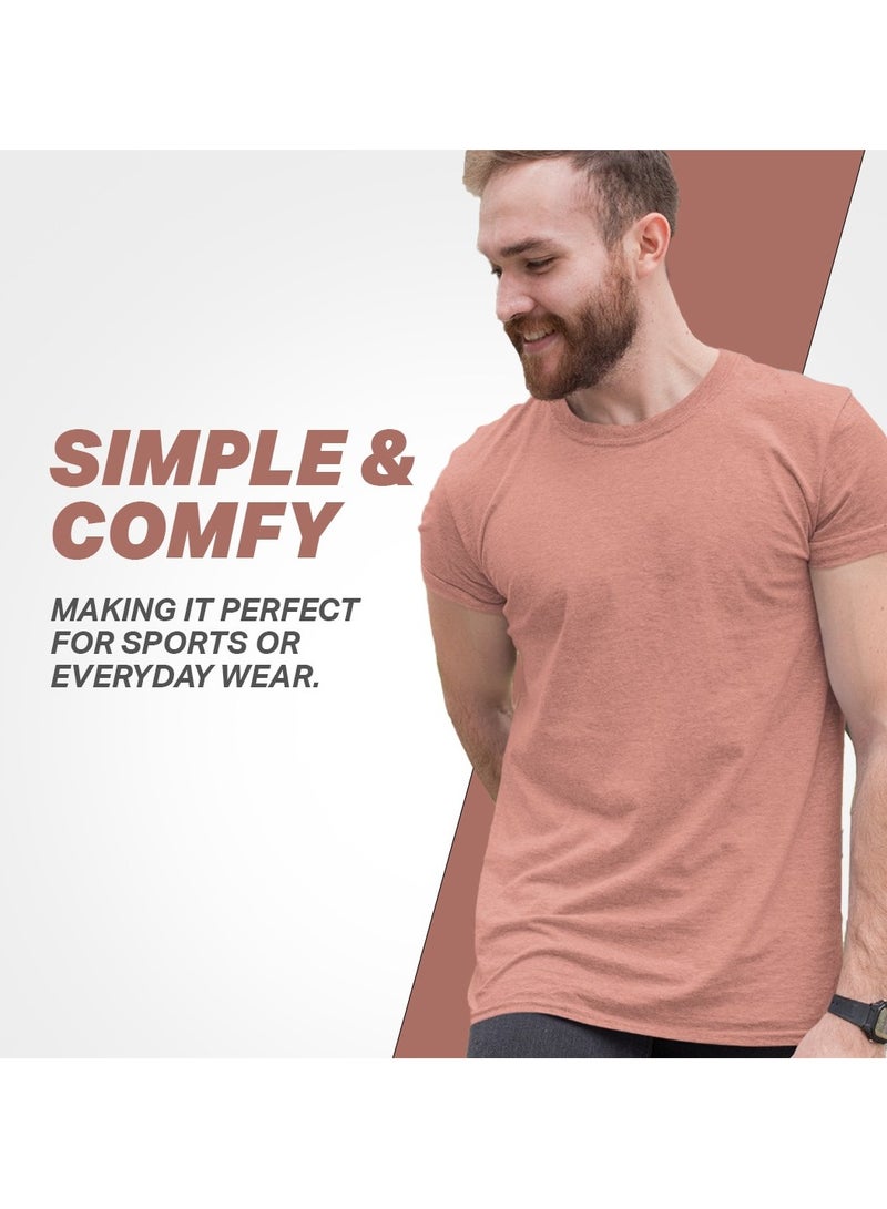GR8 Great Clothing Half Sleeve Salmon Pink Melange T-shirt, Simple and comfortable Half sleeve shirt men, Plain Half Sleeve Round Neck, Dri Fit, Gym And Sportswear - L - Image 2