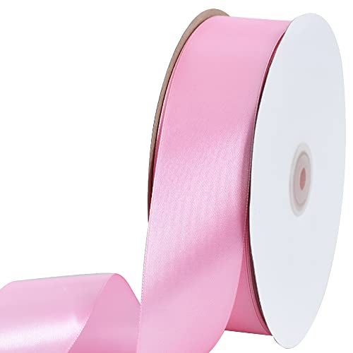 TONIFUL 112 Inch 40mm x 100 Yards Baby Pink Wide Satin Ribbon Solid Fabric Ribbon for Gift Wrapping Chair Sash Valentines Day Wedding Birthday Party Decoration Hair Floral Craft Sewing