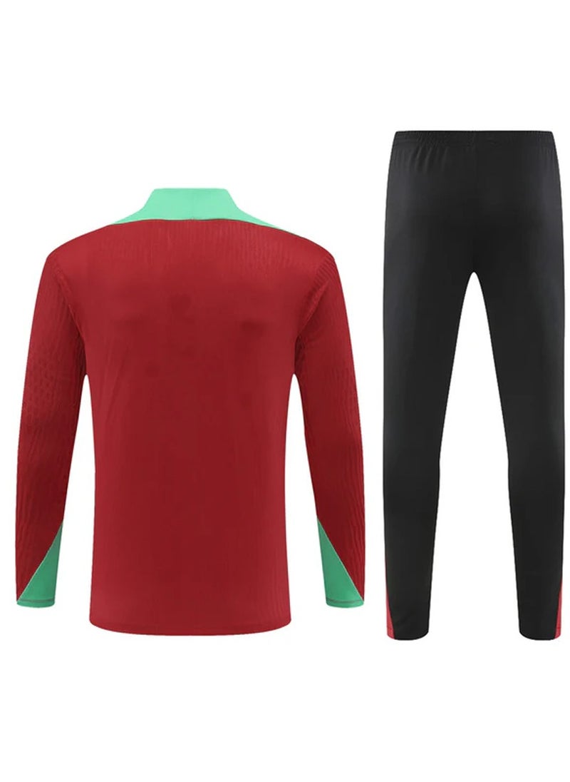 Generic Men's Casual Sports Suit, Lightweight Jacket With Stylish Contrast Color Design And Solid Color Pants Set, Athletic Training Suit Outerwear, Active Wear  - Image 3