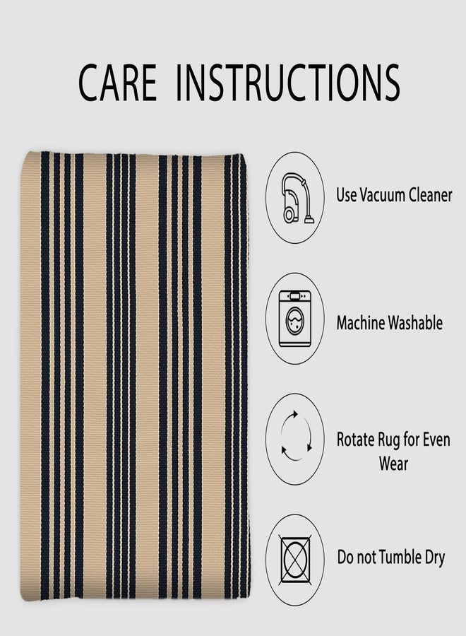 IOHOUZE Black and Tan Striped Rug 3'x5' Front Door Rugs Outdoor, Washable Area Rug for Front Porch, Spring Summer Welcome Mats Outdoor Indoor, Doormat for Entryway Porch Entrance - Image 5