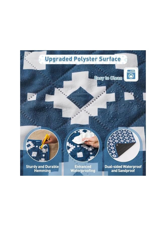 promass Picnic Blankets 200 x 200 cm, Waterproof Foldable Picnic Rug, 3 Layer Extra Large Outdoor Blanket for Camping, Portable Beach Blanket for Travel Hiking (Blue Pop) - Image 3