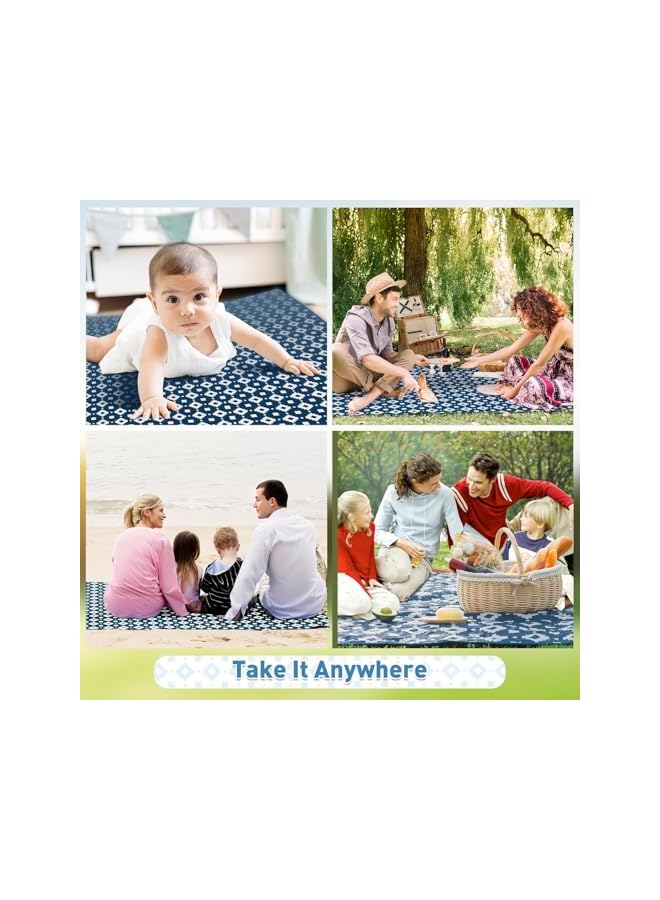 promass Picnic Blankets 200 x 200 cm, Waterproof Foldable Picnic Rug, 3 Layer Extra Large Outdoor Blanket for Camping, Portable Beach Blanket for Travel Hiking (Blue Pop) - Image 5
