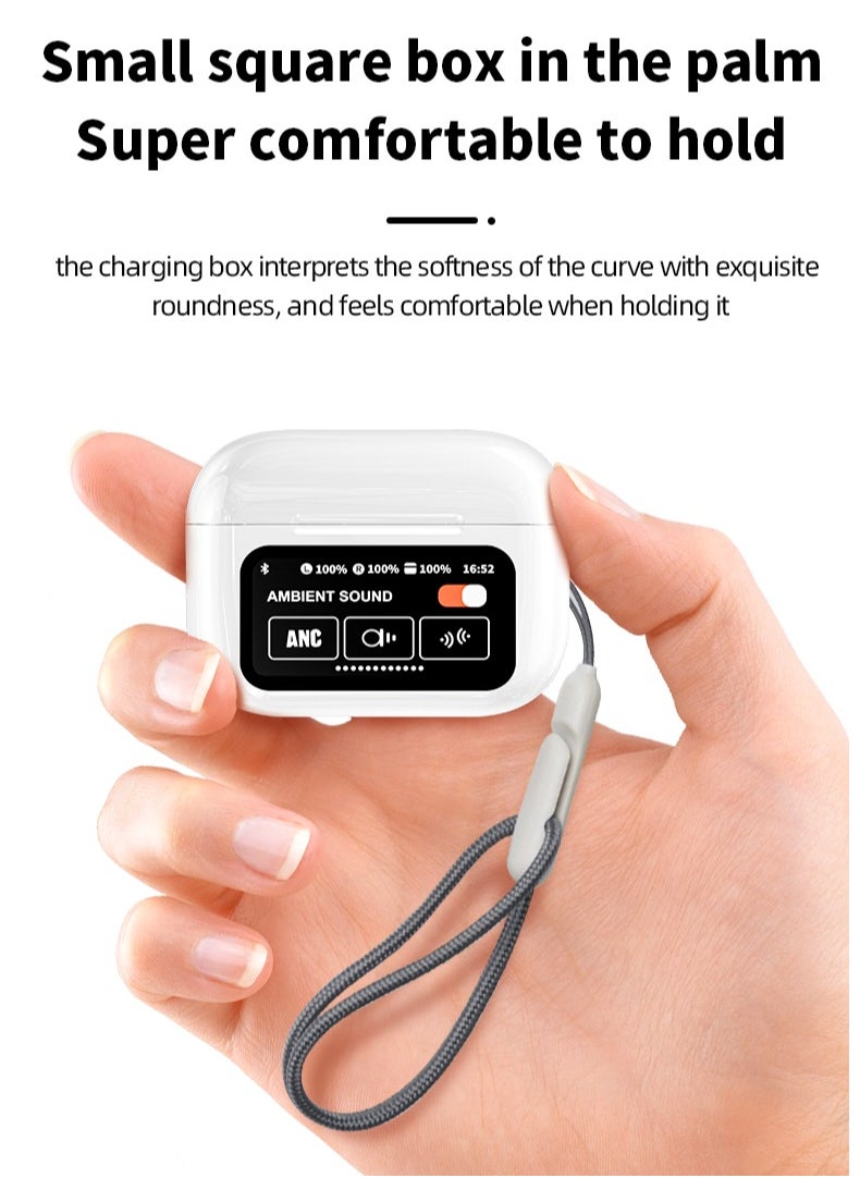A & O - EarBuds with Touchscreen, Bluetooth Earbuds, True Wireless Eearbuds. ANC Wireless Earbuds, Bluetooth 5.4 Sports Earphone, Wireless Headphones TWS Earbuds, Smart Touch Screen, LCD Touch Screen Display Earphone - Arabic supported - Image 1