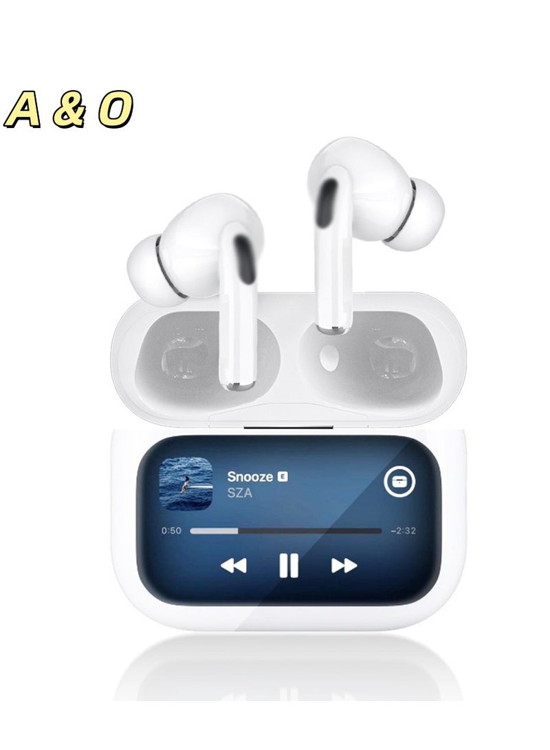 A & O EarBuds with Touchscreen, Bluetooth Earbuds, True Wireless Eearbuds. ANC Wireless Earbuds, Bluetooth 5.4 Sports Earphone, Wireless Headphones TWS Earbuds, Smart Touch Screen, LCD Touch Screen Display Earphone - Arabic supported - Image 1