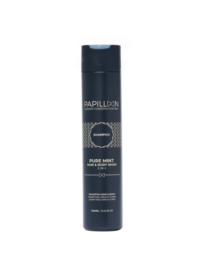 Papillon Pure Mint Shampoo 2 in 1 Hair and Body 300ml - Image 1