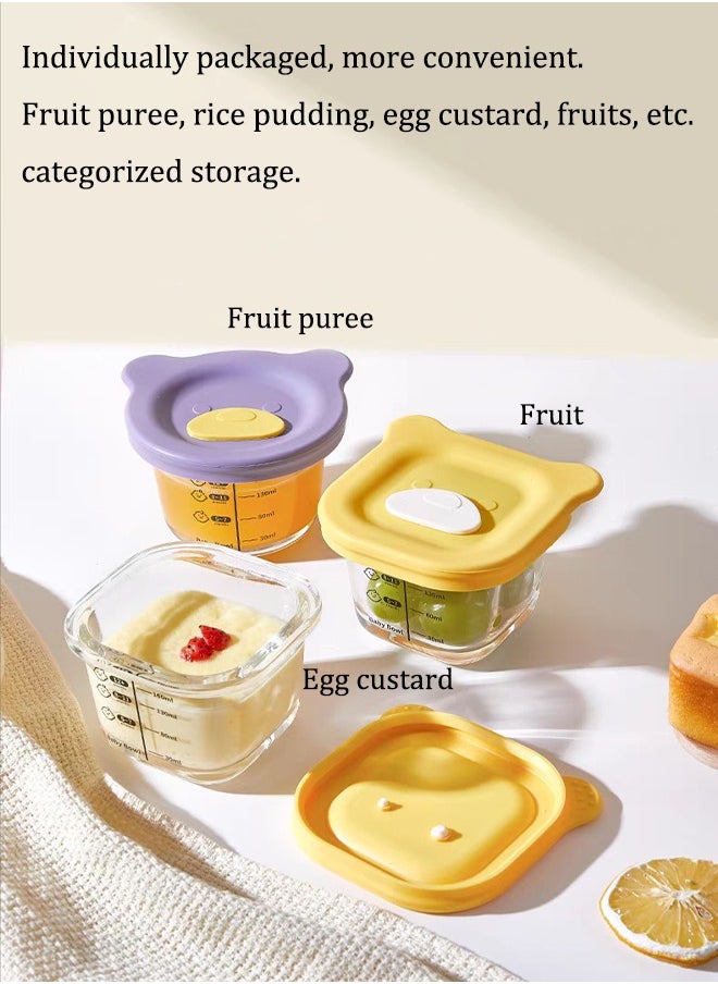 Aissiora Baby sealed bowls Baby glass food storage box Convenient children's food storage box Baby food bowl Cold and heat resistant Can be steamed and microwaved  - Image 4