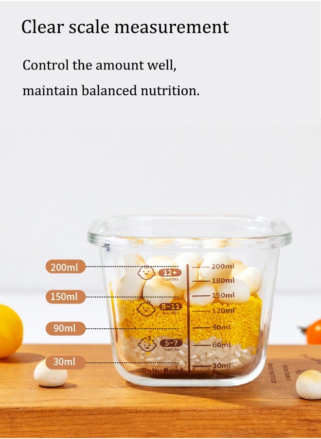 Aissiora Baby sealed bowls Baby glass food storage box Convenient children's food storage box Baby food bowl Cold and heat resistant Can be steamed and microwaved  - Image 3