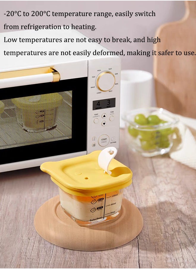 Aissiora Baby sealed bowls Baby glass food storage box Convenient children's food storage box Baby food bowl Cold and heat resistant Can be steamed and microwaved  - Image 5