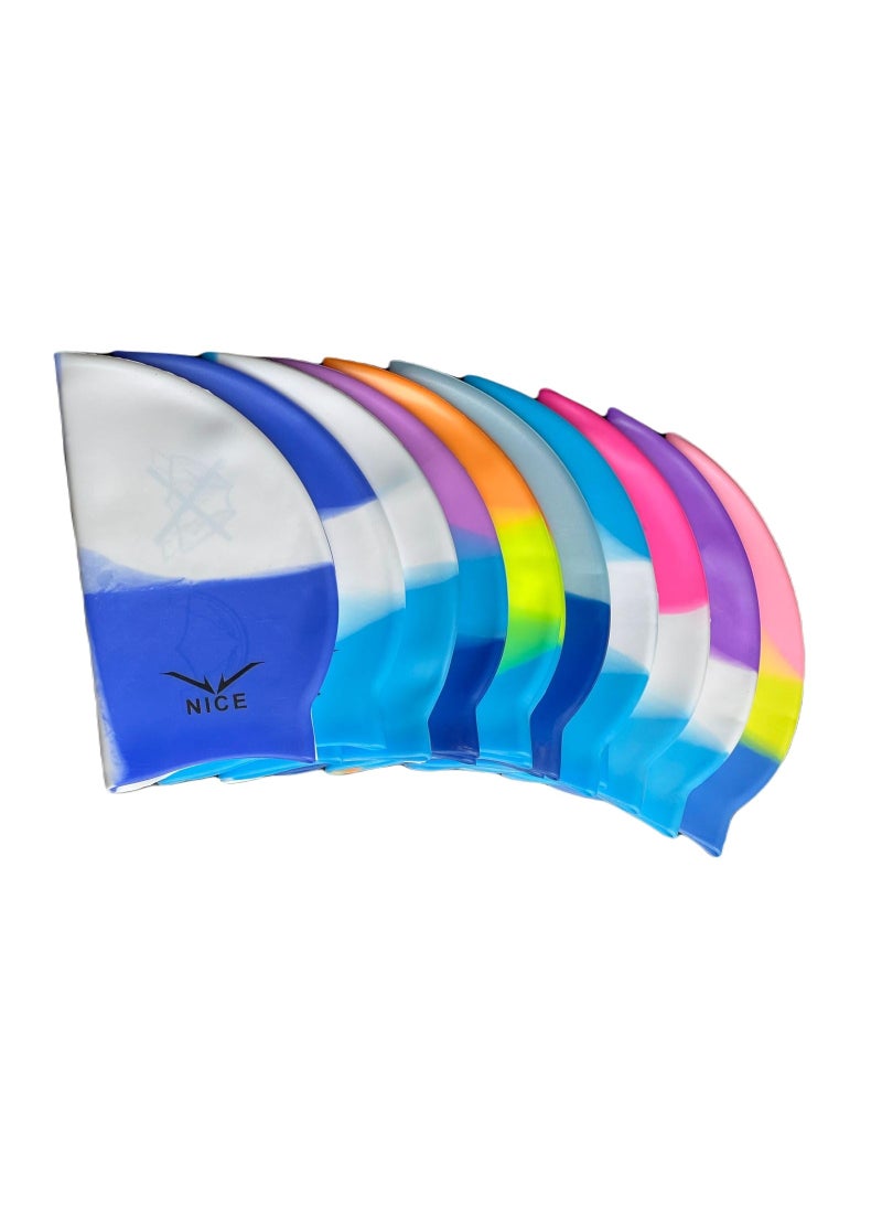NICE Go Swim Kids Swim Cap by Qshop®️, Durable Silicone Swim Cap for Toddler Boys and Girls, Waterproof Swim Caps, Comfortable Kids Swim Caps with Simple Design for Long and Short Hair, Ponytail  - Image 5
