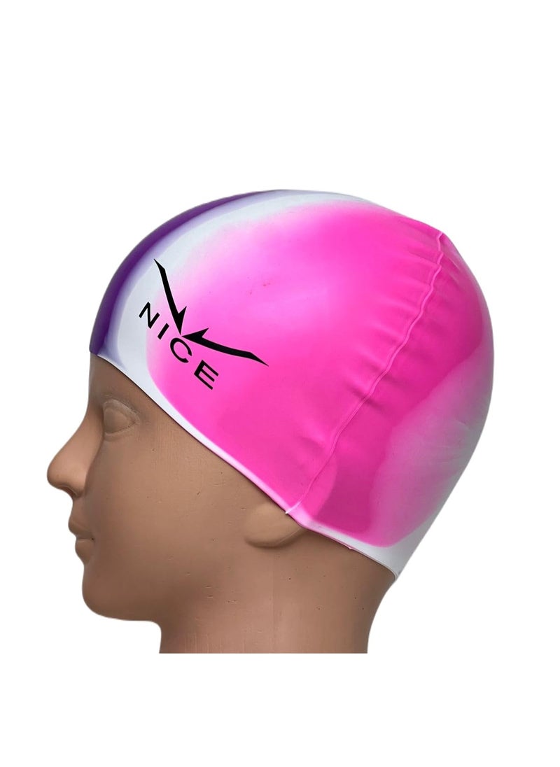 NICE Go Swim Kids Swim Cap by Qshop®️, Durable Silicone Swim Cap for Toddler Boys and Girls, Waterproof Swim Caps, Comfortable Kids Swim Caps with Simple Design for Long and Short Hair, Ponytail  - Image 2