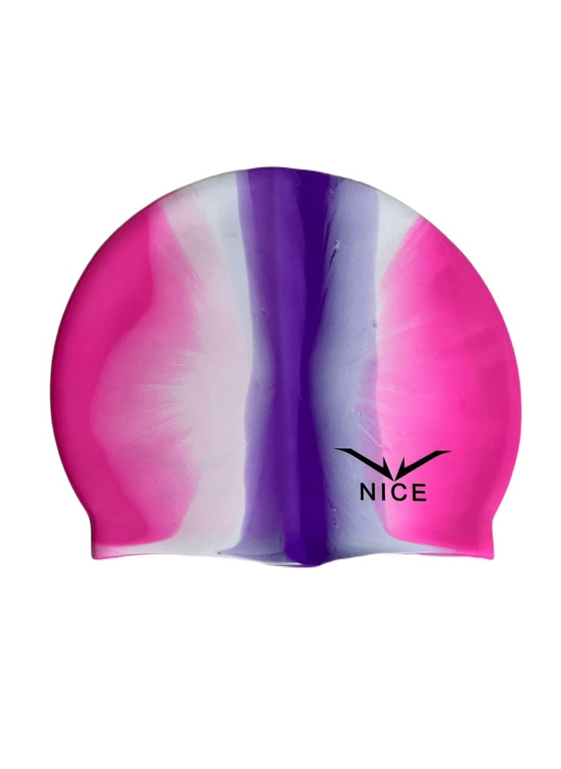 NICE Go Swim Kids Swim Cap by Qshop®️, Durable Silicone Swim Cap for Toddler Boys and Girls, Waterproof Swim Caps, Comfortable Kids Swim Caps with Simple Design for Long and Short Hair, Ponytail  - Image 4