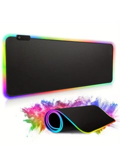RGB Gaming Mouse Pad, Large LED Mousepad With A Premium-textured Cloth Surface. It Has A Non-slip Rubber Base To Protect Your Laptop, Keyboard, Mouse And Desktop From Spills And Scratches. It Is Ideal For Gaming And Working, And It Measures 80 X 30 Cm