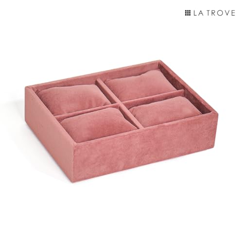 La Trove 4 Slot Watch Organizer Tray for Watches & Bracelets | Watch Storage Tray | Watch Display Organizer for Wardrobe Drawer & Dressing Table | Dark Pink - Image 5