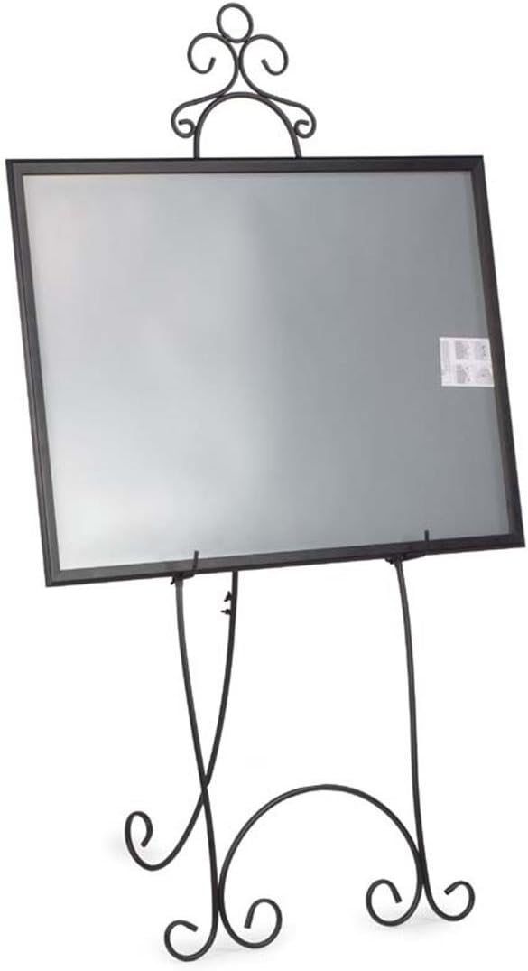 Displays2go FloorStanding Easel Stand with Decorative Embellishments and Adjustable Hooks 7125 inches Tall Steel Construction  Black - Image 3