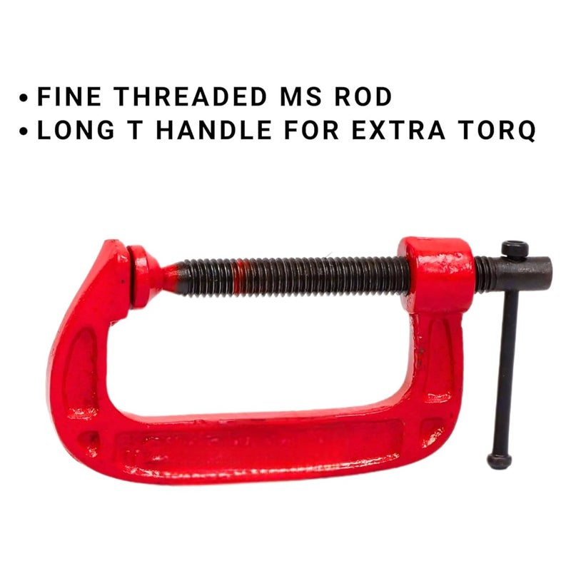 SADMAX Heavy Duty G Clamp C Type Clamping Tool Metalworking Woodworking Tiles and stone working Durable Metal Construction High Pressure Grip Pack of 2 Pieces 4 inch CLAMPS - Image 3