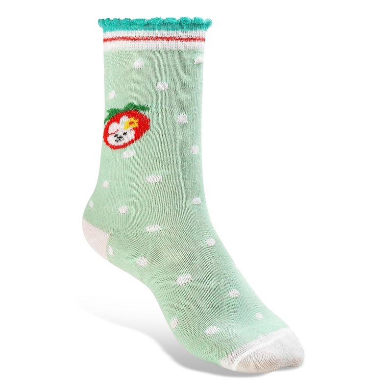 Texton Texlon Kids Calf Length Cotton Spandex Socks For Girls (Pack of 5)(Multicolor) - Image 2