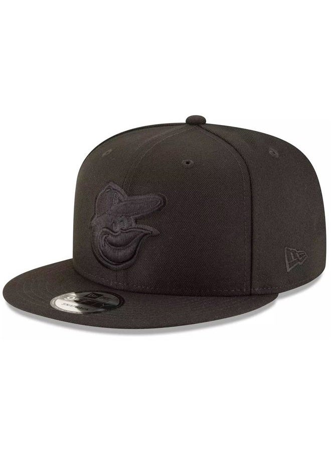 NEW ERA MLB 9FIFTY Black Black Primary Logo Team Adjustable Snapback Hat Cap One Size Fits All, Baltimore Orioles, One size - Image 1