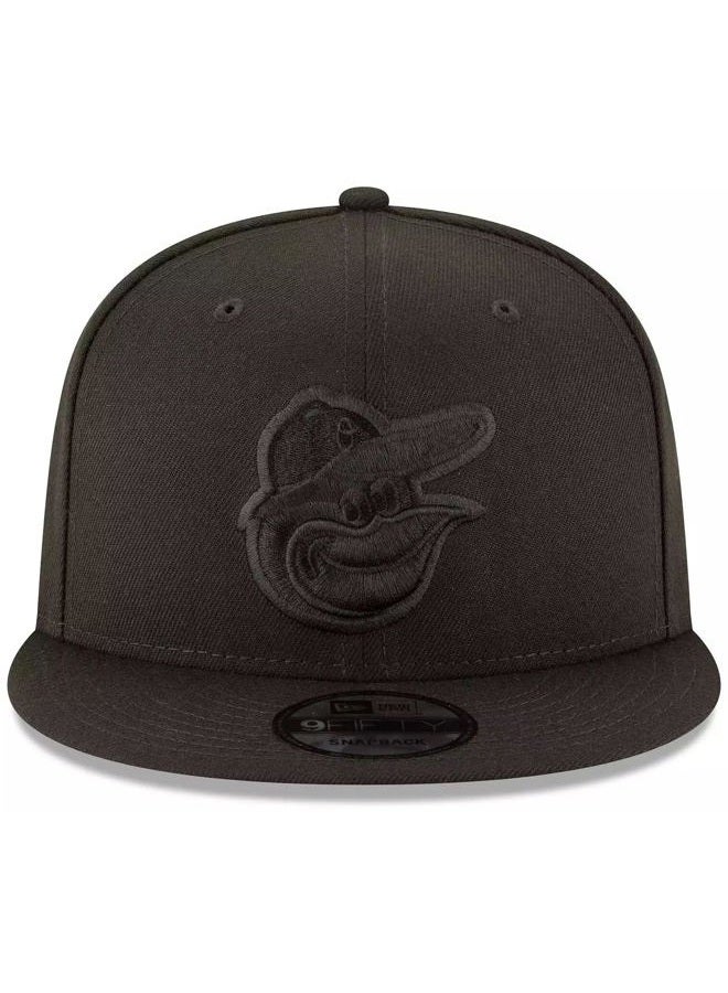 NEW ERA MLB 9FIFTY Black Black Primary Logo Team Adjustable Snapback Hat Cap One Size Fits All, Baltimore Orioles, One size - Image 2