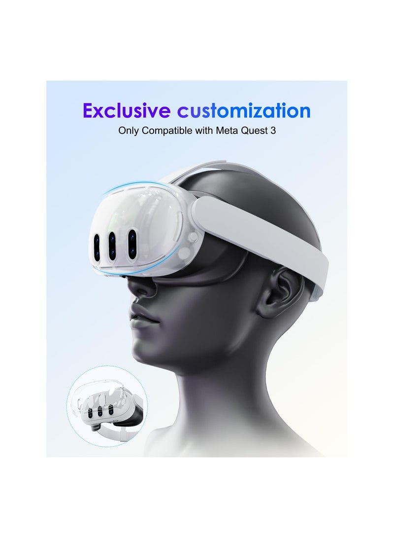 Replacement Kit for Meta Quest 3: Includes Transparent Shell Cover, Tempered Glass Lens Protector, Lens Cover, Joystick Caps, and Enhances Heat Dissipation (Remove Case for Charging).  - Image 4