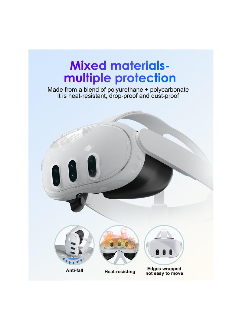 Replacement Kit for Meta Quest 3: Includes Transparent Shell Cover, Tempered Glass Lens Protector, Lens Cover, Joystick Caps, and Enhances Heat Dissipation (Remove Case for Charging).  - Image 3