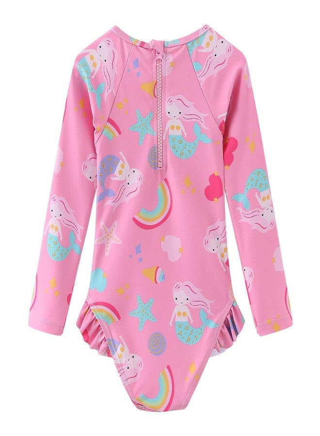 HowJoJo Baby Girls One Piece Swimsuits Long Sleeve Bathing Suits UPF 50+/Sun Protection Rash Guard Shirts 12-18 Month - Image 2