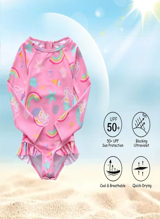 HowJoJo Baby Girls One Piece Swimsuits Long Sleeve Bathing Suits UPF 50+/Sun Protection Rash Guard Shirts 12-18 Month - Image 3