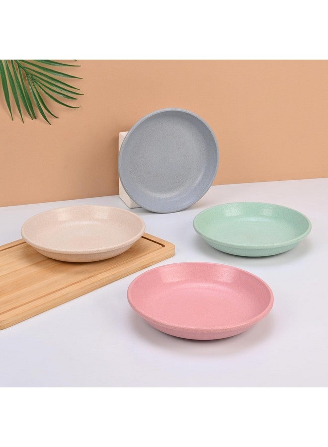 Eha Earth-Friendly Small Plates Set for Snacks | Snacks Plates Set of 4 | Snacks Plates Made with Rice Husk Biocomposite | Microwave Safe Plates | Snack Plate Set for Kitchen| 6 inch | Multicolor - Image 1